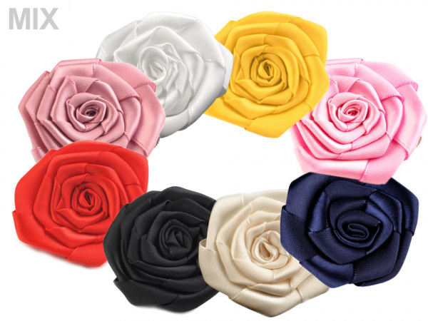 Brož / ozdoba saténová růže Ø5 - 5,5 cm
