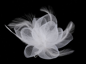 Brož / ozdoba do vlasů květ s peřím