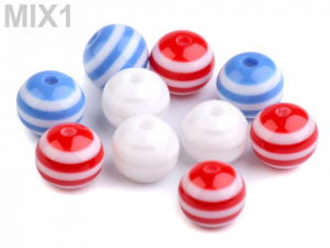 Plastové korálky s proužkem Ø12 mm