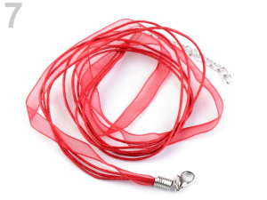 Víceřadá šňůrka s karabinkou z nerezové oceli délka 43 cm