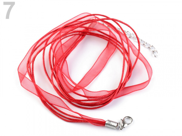 Víceřadá šňůrka s karabinkou z nerezové oceli délka 43 cm