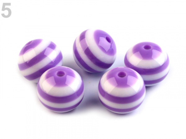 Plastové korálky s proužkem Ø16 mm