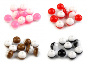 Plastové korálky s proužkem Ø10 mm