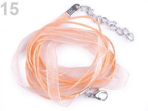 Víceřadá šňůrka s karabinkou z nerezové oceli délka 43 cm