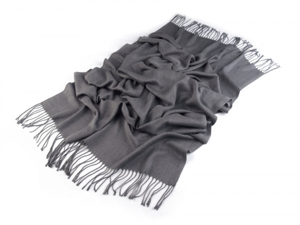 Šála jednobarevná s třásněmi 65x185 cm