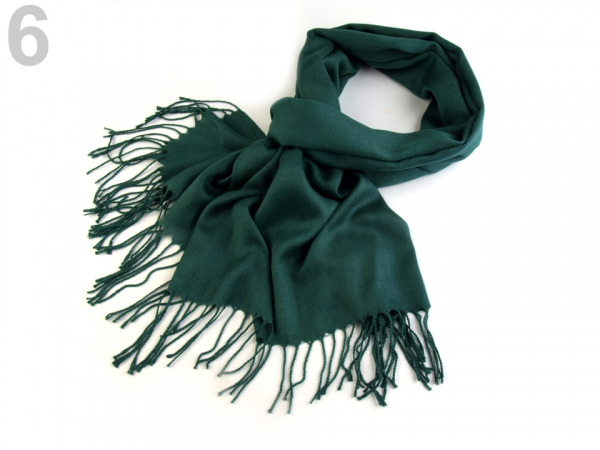 Šála jednobarevná s třásněmi 65x185 cm