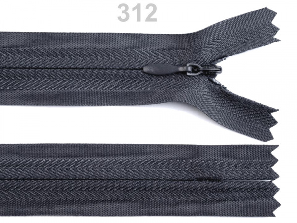 Spirálový zip skrytý šíře 3 mm délka 16 cm