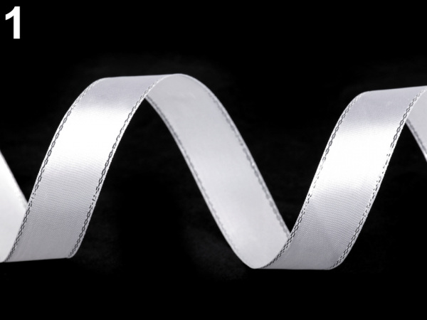 Atlasová stuha s lurexem svazky po 5 m šíře 20 mm svatební