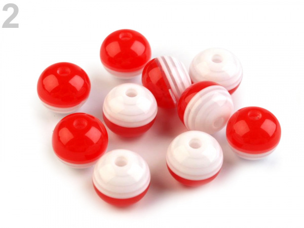 Plastové korálky s proužkem Ø10 mm