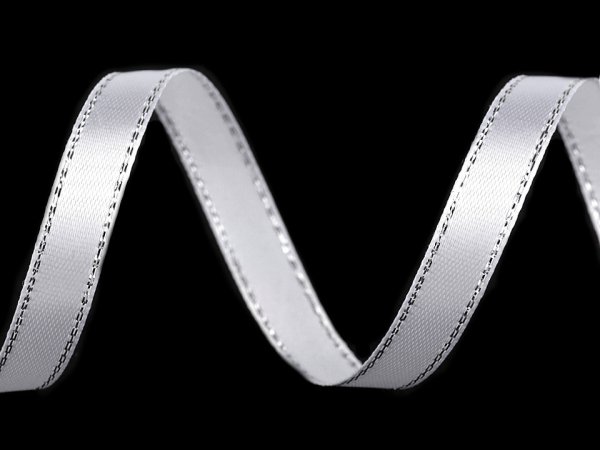 Atlasová stuha s lurexem svazky po 5 m šíře 6 mm vánoční