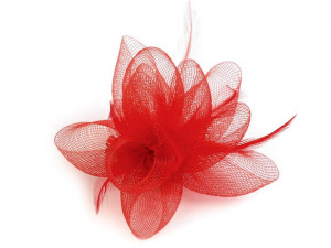 Brož / ozdoba do vlasů květ s peřím