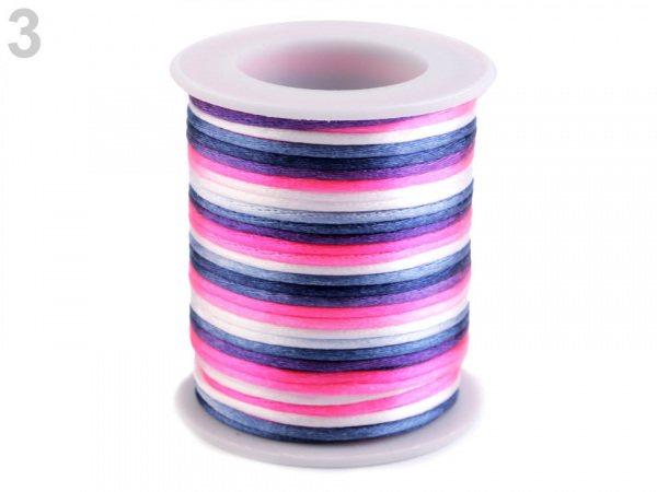 Saténová šňůra Ø2 mm duhová