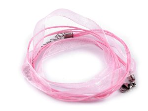 Víceřadá šňůrka s karabinkou z nerezové oceli délka 43 cm