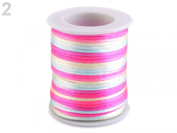 Saténová šňůra Ø2 mm duhová