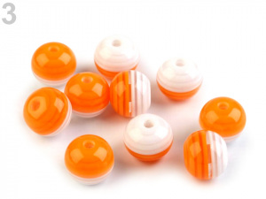 Plastové korálky s proužkem Ø10 mm