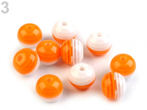 Plastové korálky s proužkem Ø10 mm