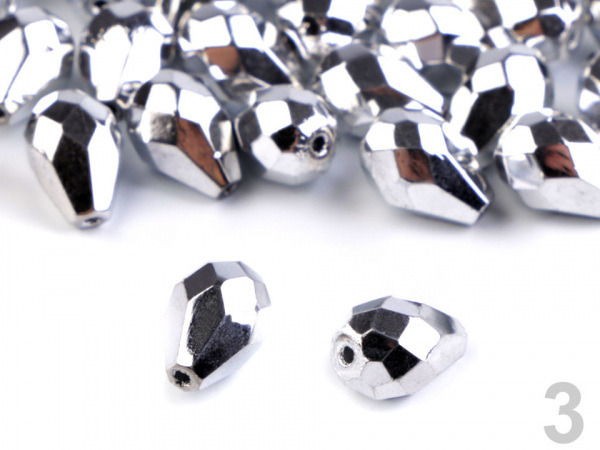 Skleněné korálky broušené kapky 7x10 mm