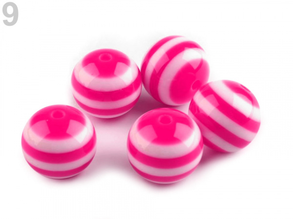 Plastové korálky s proužkem Ø16 mm