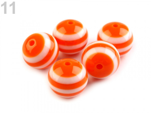 Plastové korálky s proužkem Ø16 mm