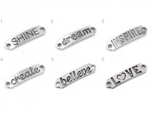 Kovová ozdoba s textem 10x40 mm