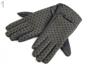 Dámské úpletové rukavice puntíkované