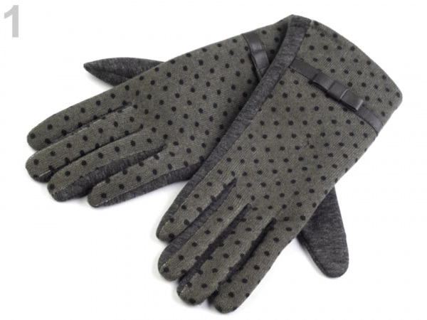 Dámské úpletové rukavice puntíkované