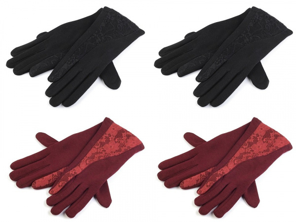 Dámské úpletové rukavice s krajkou