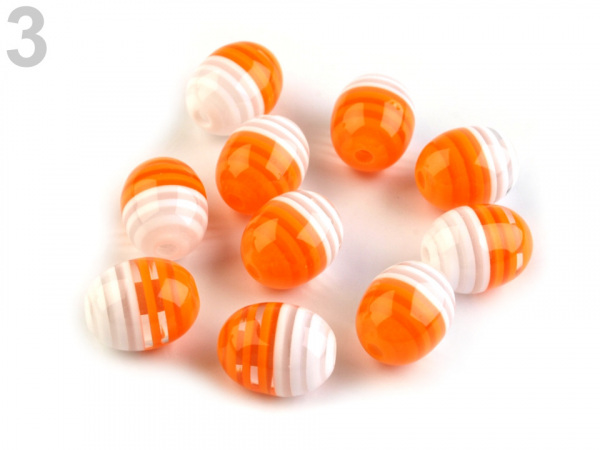 Plastové korálky s proužkem oliva 9x12 mm