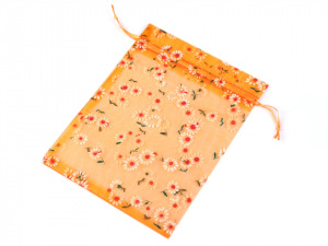 Dárkový pytlík 14,5x20 cm organza s květy