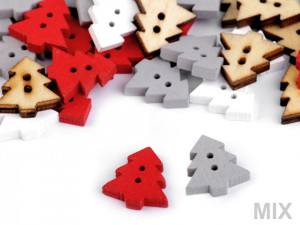 Dřevěný dekorační knoflík stromeček