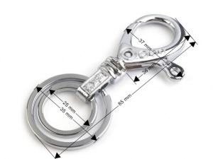 Kovová karabina s kroužky Ø25 mm, Ø35 mm