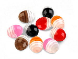 Plastové korálky s proužkem oliva 9x12 mm