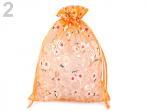 Dárkový pytlík 14,5x20 cm organza s květy