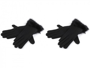 Dámské úpletové rukavice s kožešinou