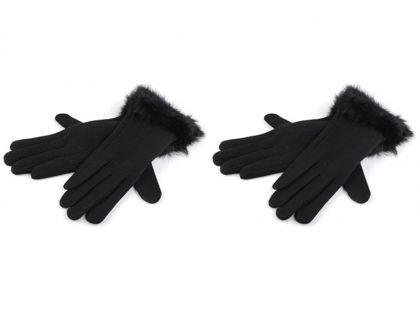 Dámské úpletové rukavice s kožešinou