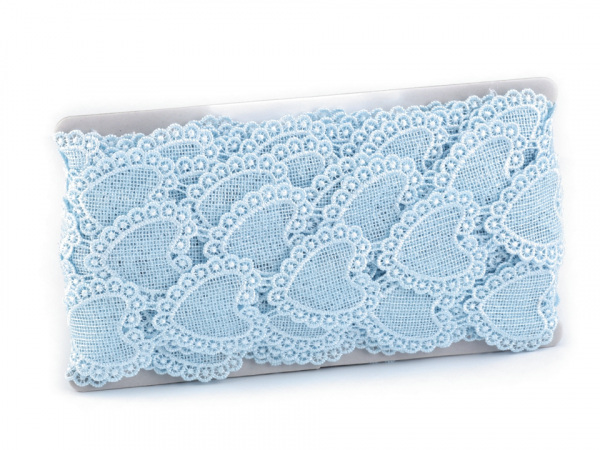 Vzdušná krajka / vsadka / nášivka šíře 50 mm srdce