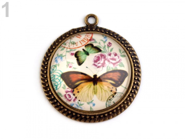 Přívěsek Ø31 mm motýli