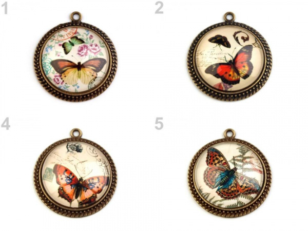 Přívěsek Ø31 mm motýli