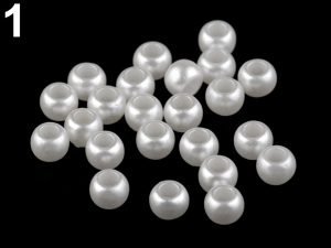 Plastové perly s velkým průvlekem 6x8 mm