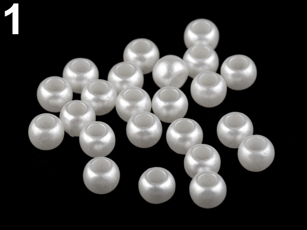Plastové perly s velkým průvlekem 6x8 mm