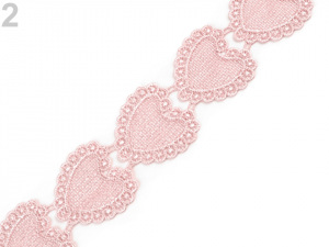 Vzdušná krajka / vsadka / nášivka šíře 50 mm srdce