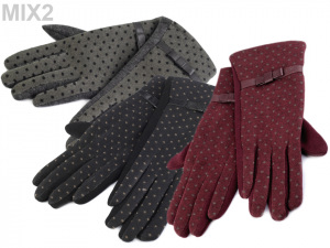 Dámské úpletové rukavice puntíkované