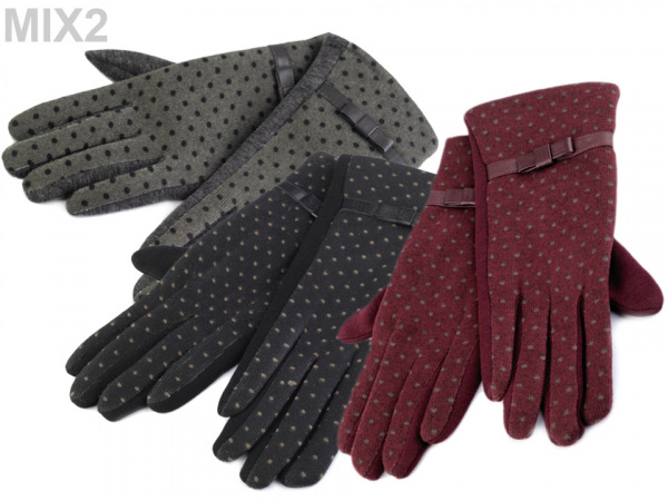 Dámské úpletové rukavice puntíkované