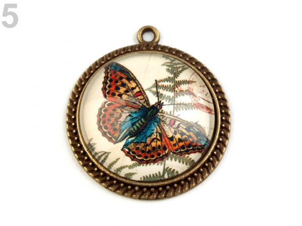 Přívěsek Ø31 mm motýli