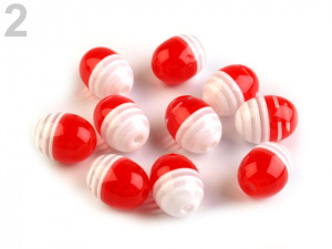 Plastové korálky s proužkem oliva 9x12 mm