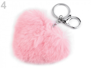 Kožešinová bambule na kabelku srdce