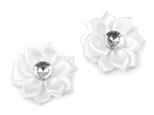 Saténový květ Ø40 mm s kamínkem