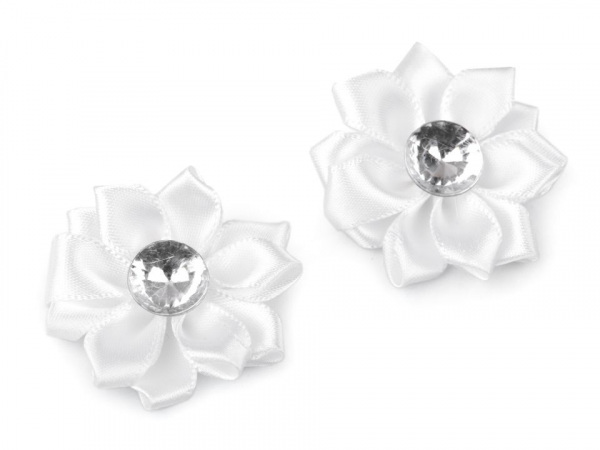 Saténový květ Ø40 mm s kamínkem