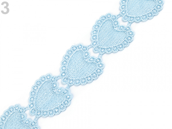 Vzdušná krajka / vsadka / nášivka šíře 50 mm srdce