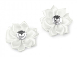 Saténový květ Ø40 mm s kamínkem